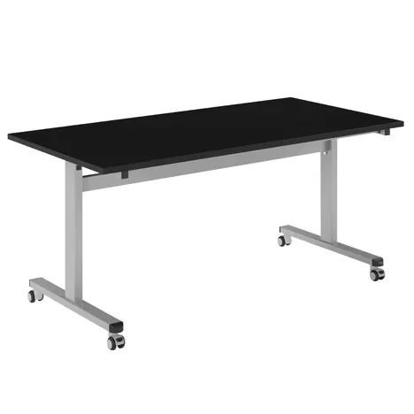 Pro Flip Rectangular Table - W1600 x D800 x H725mm - Silver Legs - Black